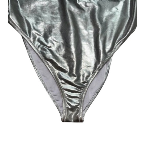 RARE SKIMS METALLIC SWIM HIGH CUT ONE PIECE | NICKEL x 1 - Picture 11 of 14